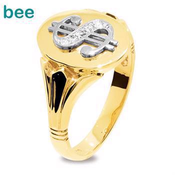 Bee Jewelry Men´s Diamond Ring - "Dollar sign" 9 kt guld fingerring blank, model 25290